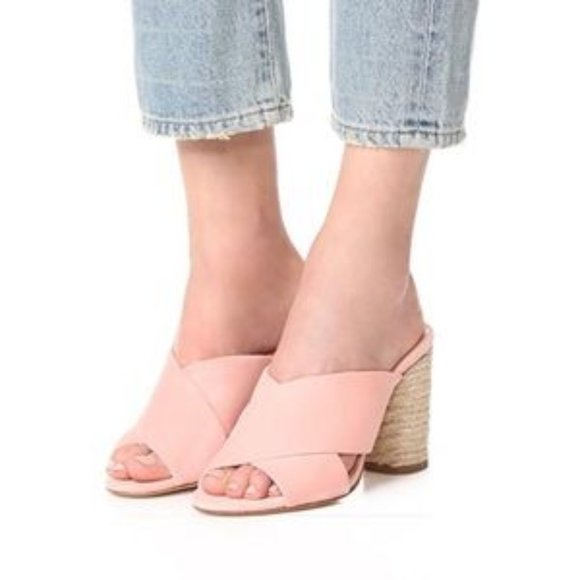 Club Monaco Pink Suede Espadrille Slides Heels, size 40 - Picture 2 of 6